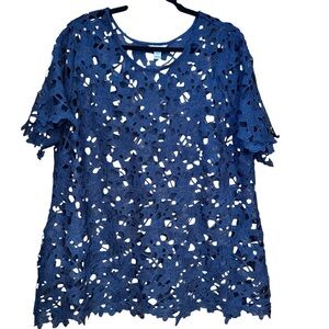 Elegant Blue Lace Women's Top